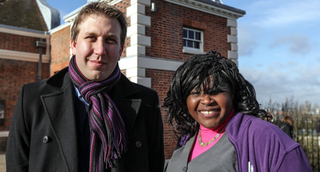 Chris Lintott and Maggie Aderin-Pocock at Greenwich Observatory.